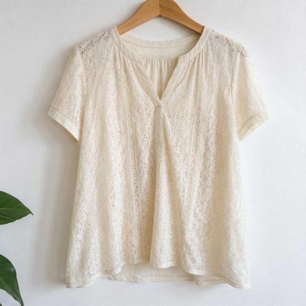 Cream Tie Neck Blouse